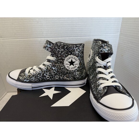 Converse Chuck Taylor All Star Black with  Glitter Easy On Sneakers Sz Youth 2 - Picture 1 of 16